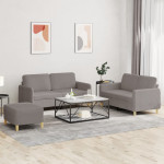 Sofos komplektas su pagalvėlėmis, 3 dalių, taupe, audinys