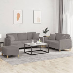 Sofos komplektas su pagalvėmis, 3 dalių, taupe, audinys