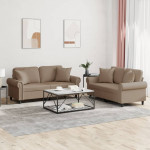 Sofos komplektas su pagalvėmis, 2 dalių, kapučino, dirbtinė oda