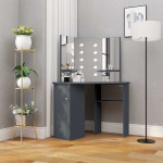 Kampinis kosmetinis staliukas su LED, pilkas, 111x54x141,5cm