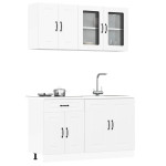 Virtuvinių spintelių komplektas, 4 dalių, Kalmar, balta