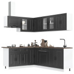 Virtuvinių spintelių komplektas, 11 dalių, Kalmar, juoda