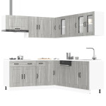 Virtuvinių spintelių komplektas, 11 dalių, Kalmar, pilka