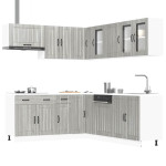 Virtuvinių spintelių komplektas, 11 dalių, Lucca, pilka