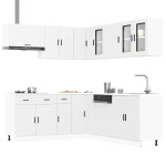 Virtuvinių spintelių komplektas, 11 dalių, Porto, balta