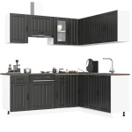 Virtuvinių spintelių komplektas, 11 dalių, Lucca, juoda