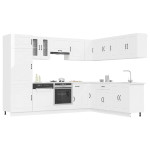 Virtuvinių spintelių komplektas, 14 dalių, Kalmar, balta