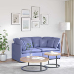 Modulinė sofa su pagalvėlėmis, audinys, džinso mėlyna