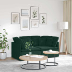 Modulinė sofa su pagalvėlėmis, aksominė, tamsiai žalia