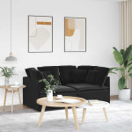 Modulinė sofa su pagalvėlėmis, aksominė, juoda