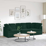 Modulinė sofa su pagalvėlėmis, aksominė, tamsiai žalia