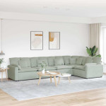 Modulinė sofa su pagalvėlėmis, aksominė, šviesiai pilka