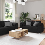 Sofa 3 vnt. Juoda Lino mišinio audinys