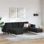 Svetainės sofa 3 vnt. Juoda Poliesteris