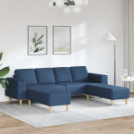 Svetainės sofa 3 vnt. Mėlyna Poliesteris
