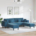 Sofa 3 vnt. Mėlyna Aksomas