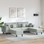 Sofa 3 vnt. Šviesiai pilka Aksomas