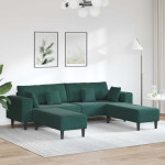 Sofa 3 vnt. Tamsiai žalia Aksomas