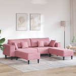 Sofa 3 vnt. Rožinė Aksomas