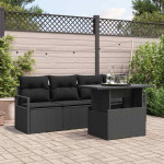 Sodo Sofų Rinkinys 5 vnt. 4 vietos Juoda poliratanas