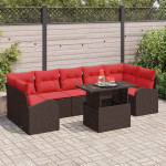 Sodo Sofų Rinkinys 8 vnt. Ruda Poli ratanas
