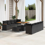 Sodo Sofų Rinkinys 12 vnt. 10 vietos Juoda poliratanas