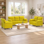 Sofos komplektas 3 pcs Geltona Aksomas