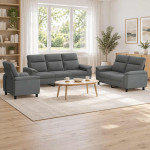 Sofos komplektas 3 pcs Tamsiai pilka Audinys