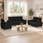 Sofos komplektas 3 pcs Juoda Audinys