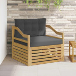 Lauko sofa Solid Acacia Wood Balta ir antracito 87 x 83 x 73 cm