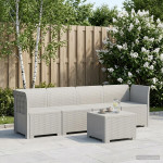 4 vietų sodo sofa pintinės išvaizdos PP Balta