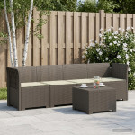4 vietų sodo sofa su pagalvėmis pintinės išvaizdos PP