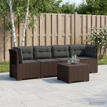 4 vietų sodo sofa su pagalvėmis pintinės išvaizdos PP Ruda