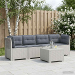 4 vietų sodo sofa su pagalvėmis pintinės išvaizdos PP Balta