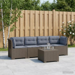 4 vietų sodo sofa su pagalvėmis pintinės išvaizdos PP