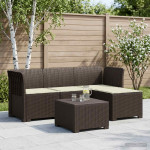 4 Vietų Sodo Sofa su Pagalvėlėmis Ratanų Imitacija PP Ruda