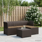 4 Vietų Sodo Sofa su Pagalvėlėmis Ratanų Imitacija PP Ruda