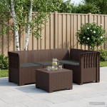 4 Vietų Sodo Sofa su Pagalvėlėmis Ratanų Imitacija PP Ruda