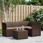4 Vietų Sodo Sofa su Pagalvėlėmis Ratanų Imitacija PP Ruda