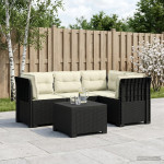 4 Vietų Sodo Sofa su Pagalvėlėmis Ratanų Imitacija PP Antracito