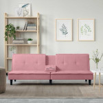 Sofa-lova su puodelių laikikliais, rožinės spalvos, aksomas