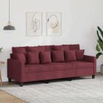 Trivietė sofa, raudonojo vyno spalvos, 180cm, audinys