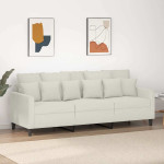 Trivietė sofa, kreminės spalvos, 180cm, aksomas