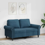 Dvivietė sofa, mėlynos spalvos, 120cm, aksomas