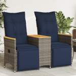 Atlošiama sodo sofa, 2 vietų, su staliuku, pilka, polirotangas