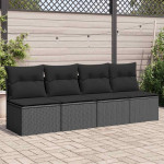 Sodo sofa su pagalvėlėmis, 4 sėdimos vietos, juodas, polirotangas