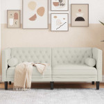 Dvivietė chesterfield sofa su pagalvėlėmis, kreminė, aksomas