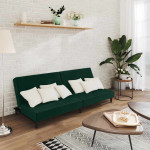 Dvivietė sofa-lova, tamsiai žalios spalvos, aksomas
