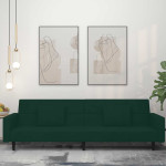 Dvivietė sofa-lova su dvejomis pagalvėmis, žalia, aksomas