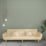Dvivietė sofa-lova, kreminės spalvos, audinys